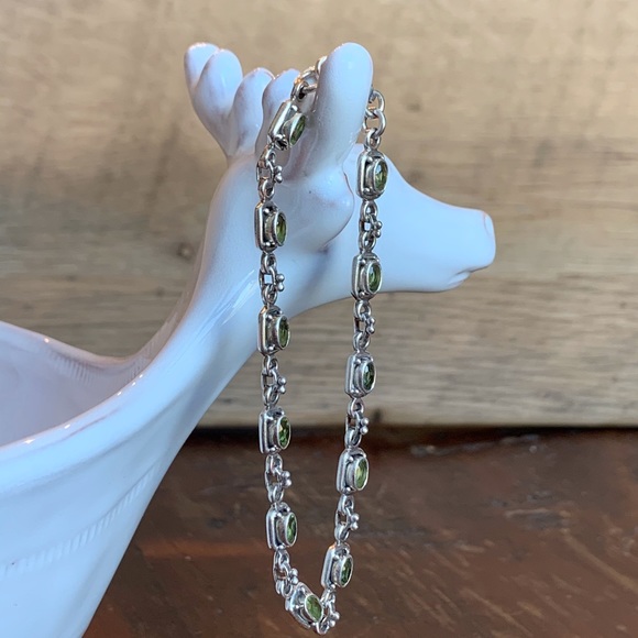 Peridot Links Bracelet 925SS - Picture 10 of 12